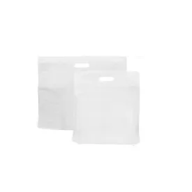 10 x 12 x 4 30mu White Patch Handle Plastic Carrier Bags (B1)