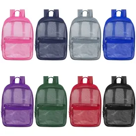 17" Wholesale Mesh Assorted Colors Backpack in 8 Colors - Bulk Case of 24 Backpacks