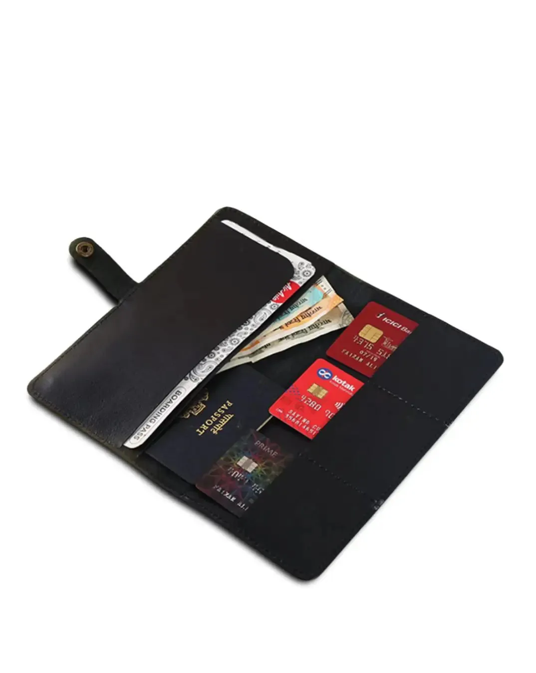 BLACK LEATHER TRAVEL PASSPORT WALLET