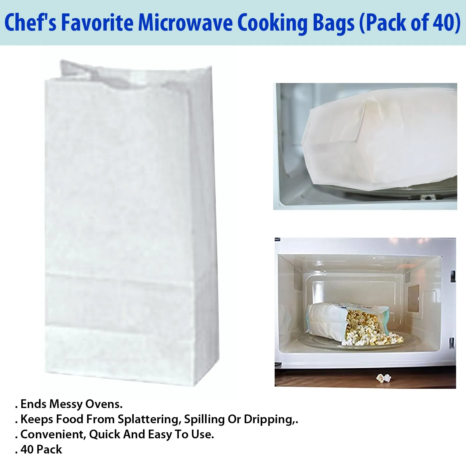 Chef's Favorite Microwave Cooking Bags - Pack of 40 for Effortless Meals