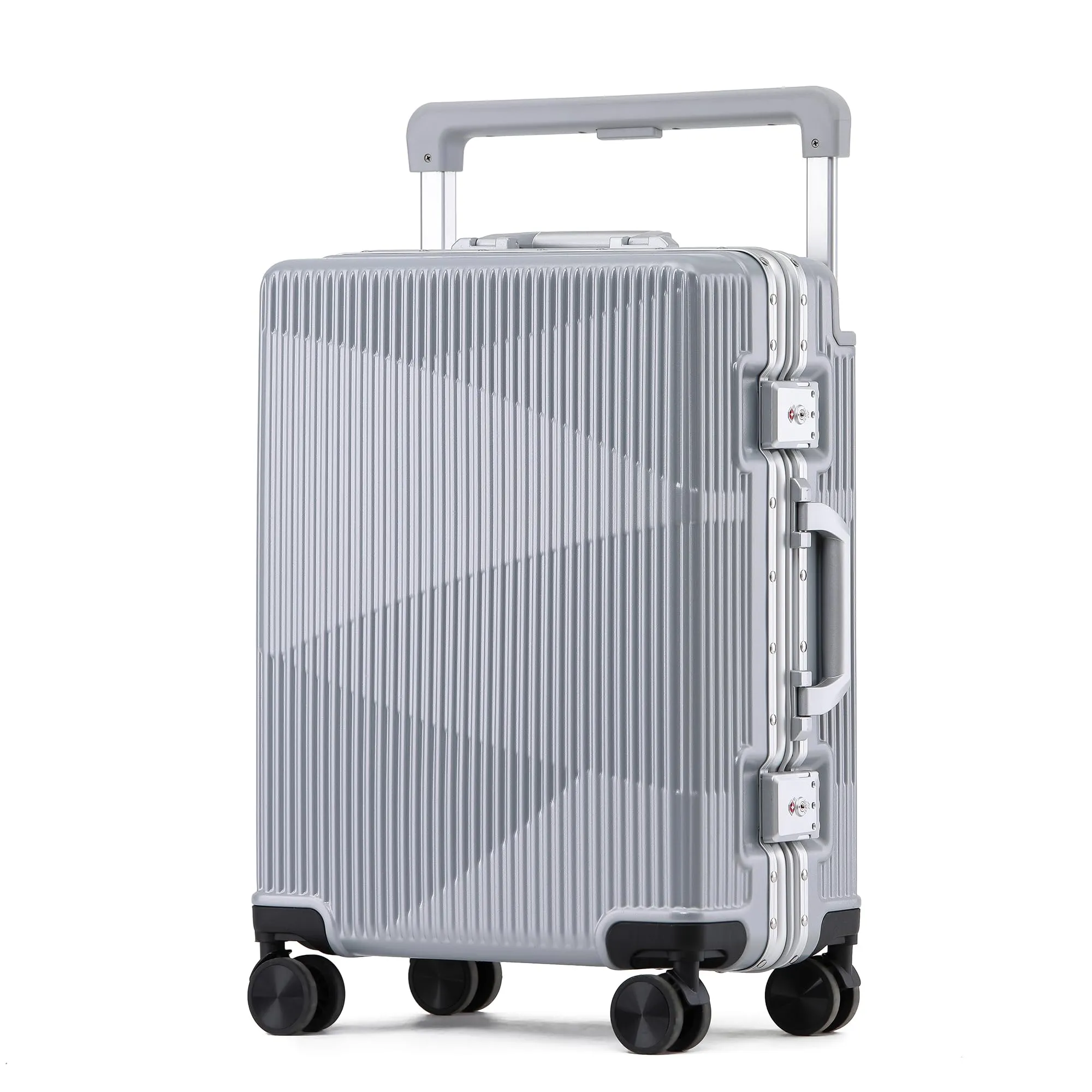 Clownfish Aeroglide Series Trolley Bags for Travel | Suitcase for Travel | Cabin Trolley Bags Luggage Bags | Polycarbonate | 41 litres | Metallic Silver