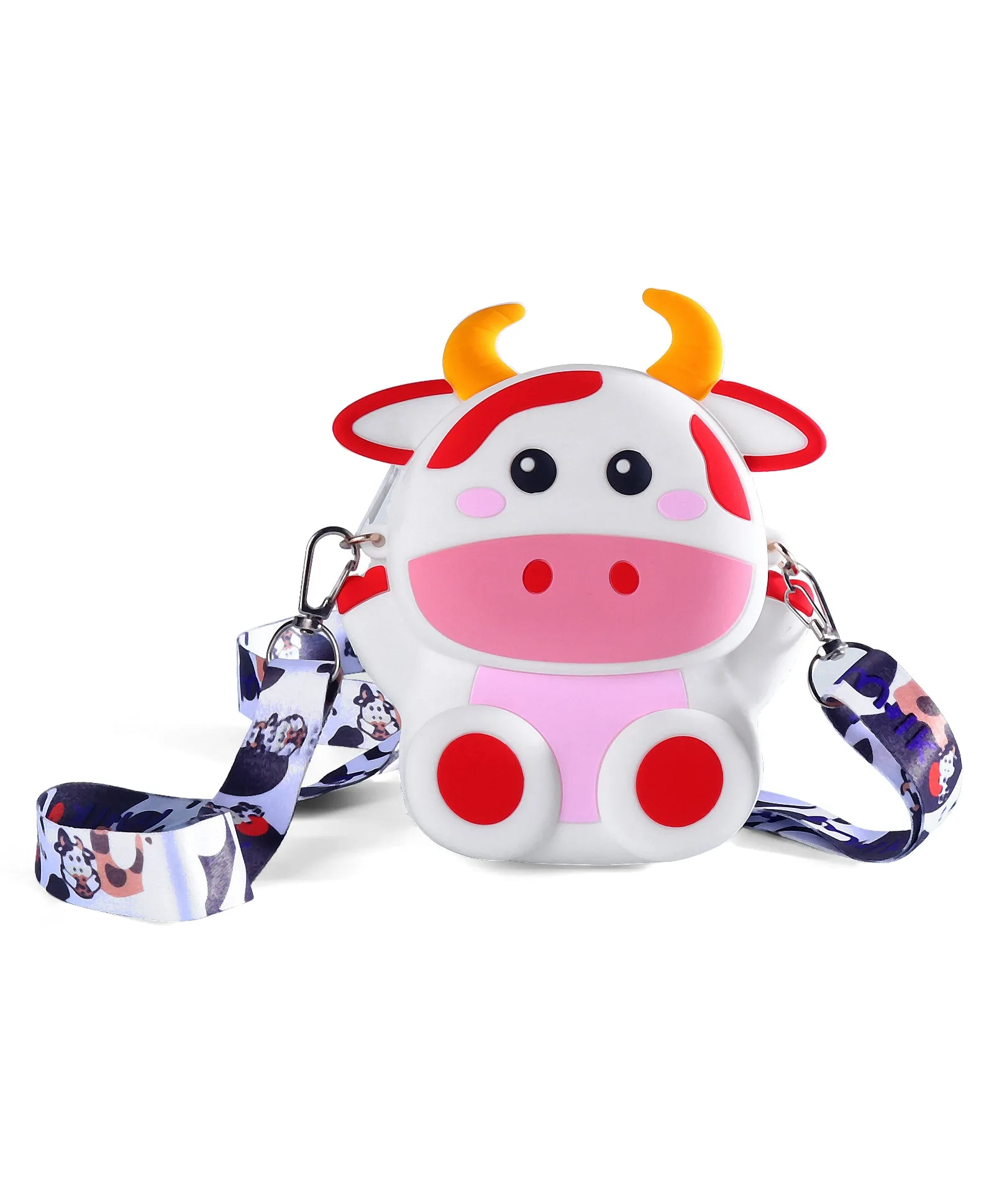 COW SILICON SLING BAG - WHITE & RED