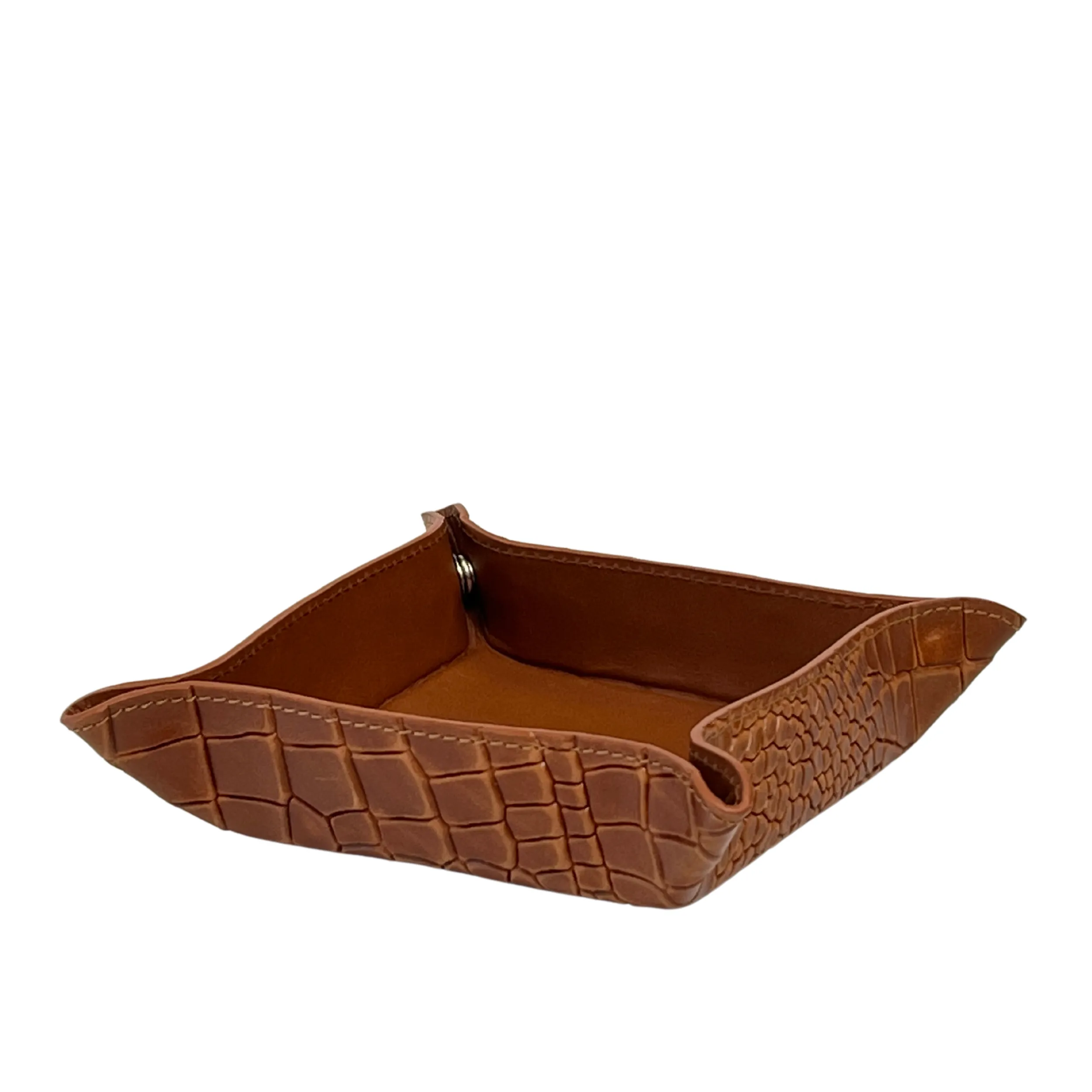 Croco-Grain Leather Valet Tray | Made in USA