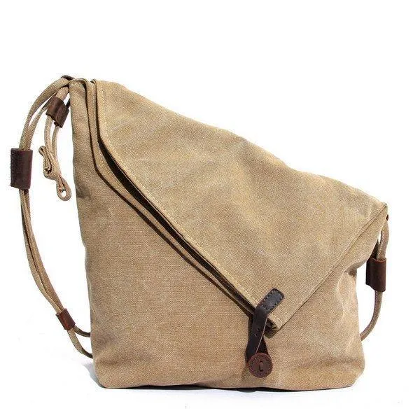 Ekphero Women Vintage Messenger Bag Genuine Leather Canvas Crossbody Bag Tribal Rucksack