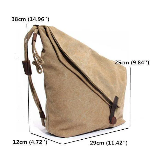 Ekphero Women Vintage Messenger Bag Genuine Leather Canvas Crossbody Bag Tribal Rucksack