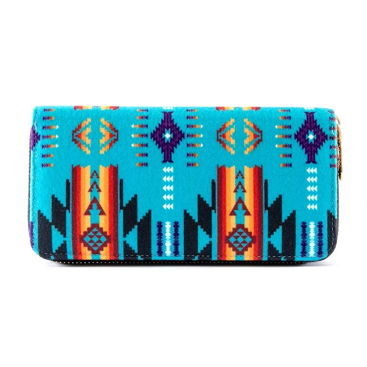 Fleece Printed Wallet W/ Zipper