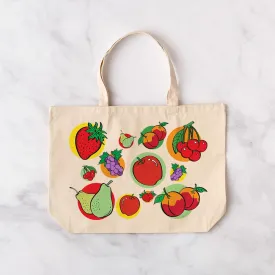 Fruit Fiesta Grocery Tote Jumbo Canvas Tote Bag Everyday Totes