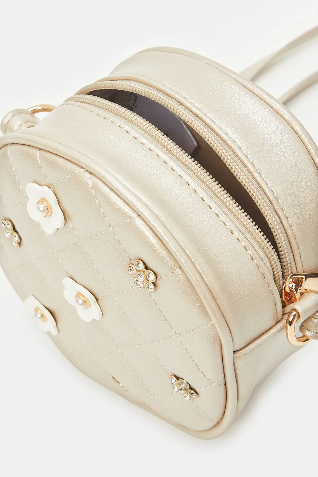 Girls Gold Embellished Cross Body Bag