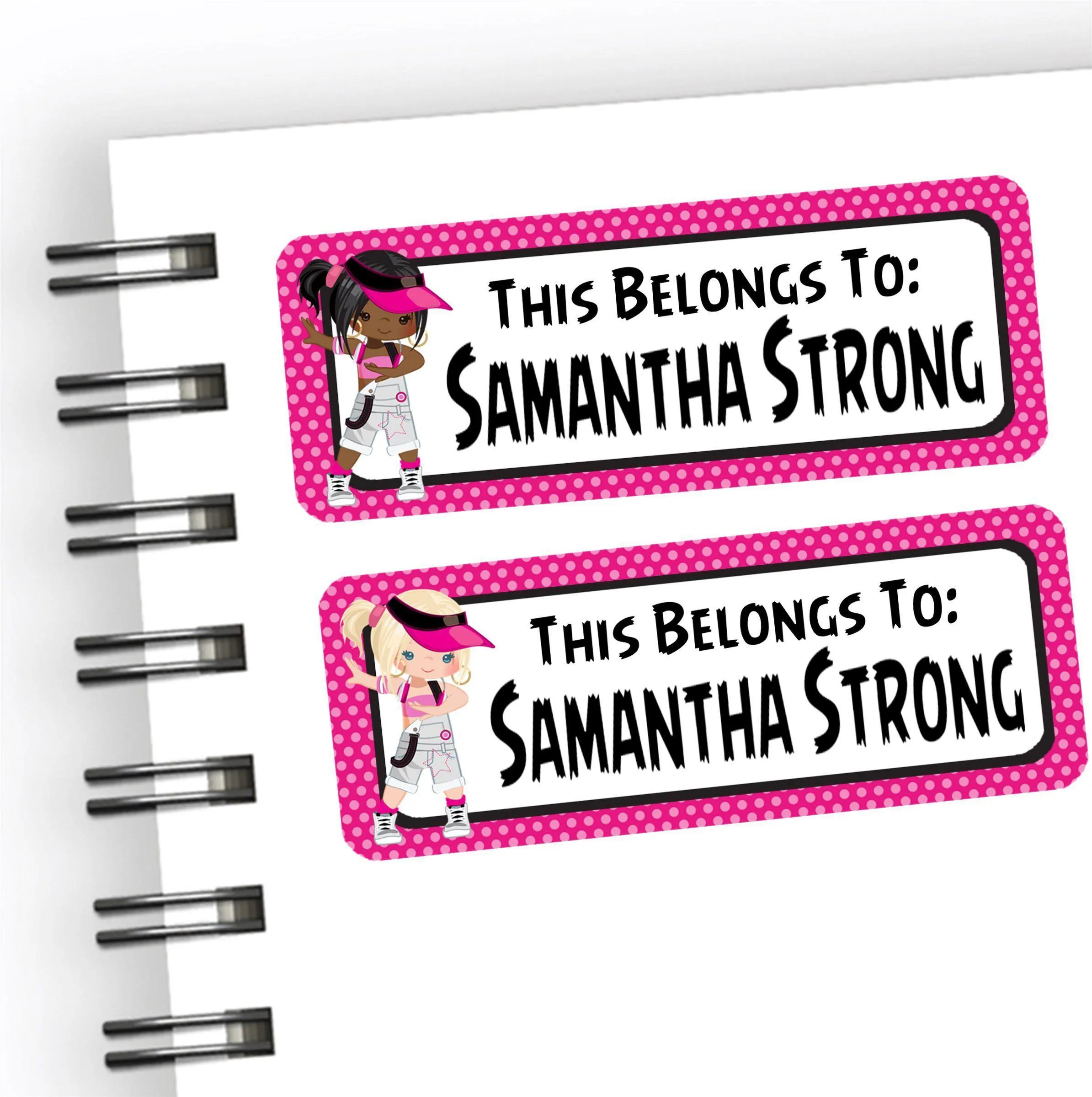 Girls Hip Hop Back To School Supply Name Labels