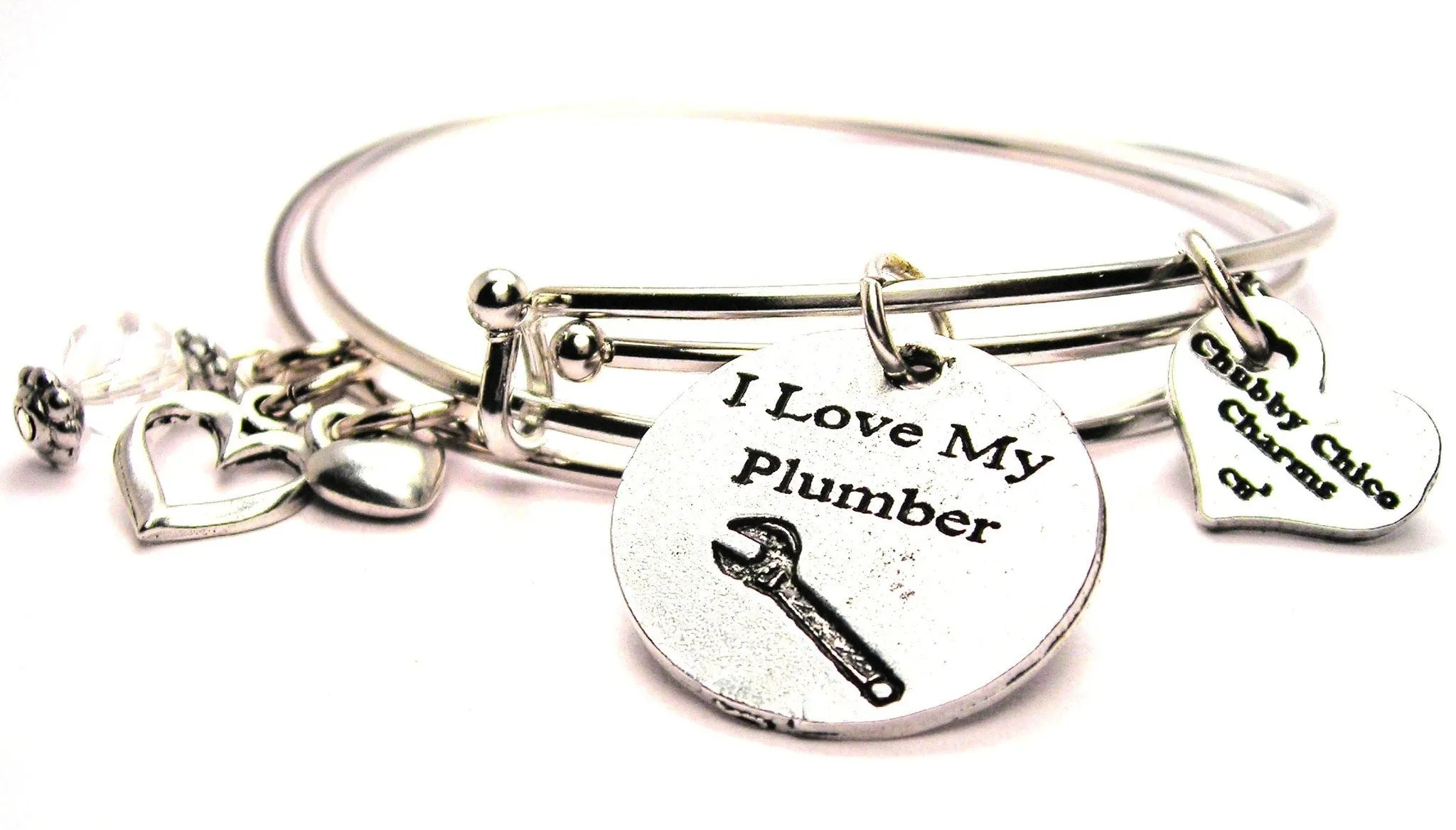 I Love My Plumber Expandable Bangle Bracelet Set