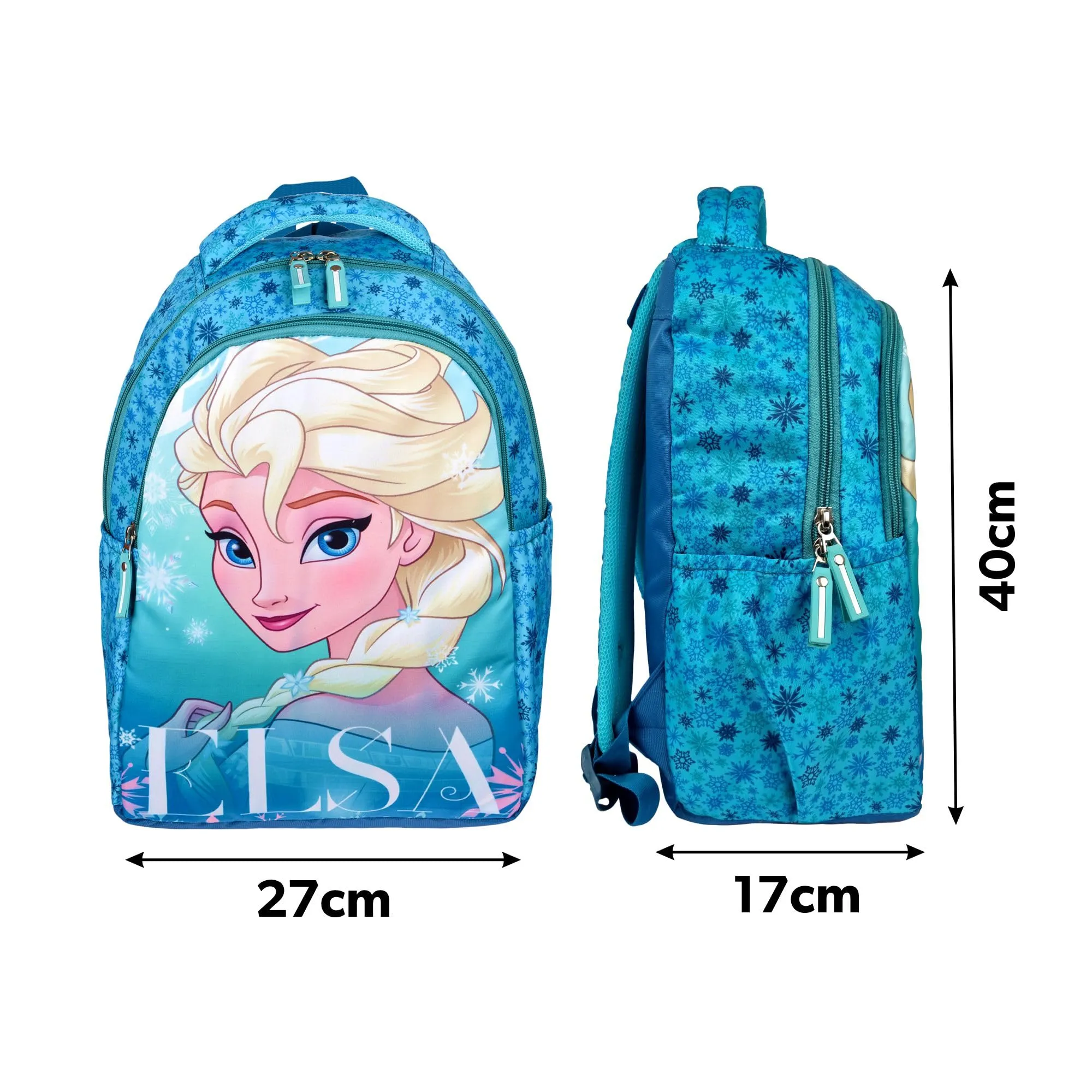 Kuber Industries Disney Elsa Backpack | School Backpack for Kids | College Backpack | School Bag for Boys & Girls | 3 Compartments School Backpack | Spacious & Multiple Pockets | Green