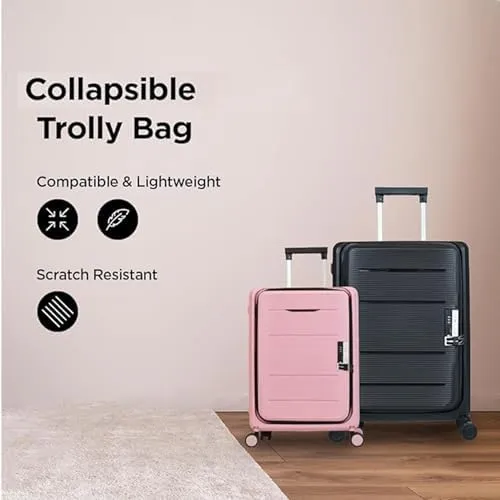 Kuber Industries Luggage Bag | Trolley Bags for Travel | Collapsible Luggage Bag | Travelling Bag | Trolley Bags for Suitcase | Lightweight Luggage Bag | 20 Inch | Pack of 6 | Rose Pink