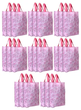 Kuber Industries Non-Woven Foldable Shopping Bag|Reusable Travel Tote Bag|Gift Bag|Grocery Bag For Vegetable|Pack of 24 (Pink)