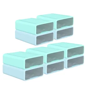 Kuber Industries (Set of 10) Stackable Stationary Organizers Drawer with Translucent for Home, Office & Makeup Suppliance | Desktop Storage Box Table Organiser, JSNH604L-1BG | Blue & Green