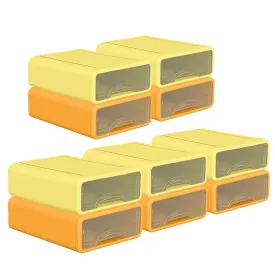 Kuber Industries (Set of 10) Stackable Stationary Organizers Drawer with Translucent for Home, Office & Makeup Suppliance | Desktop Storage Box Table Organiser, JSNH604L-1YO | Yellow & Orange