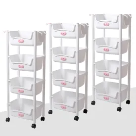 Kuber Industries (Set of 3) Slim Storage Organizer Rack | 4-Layer Rack for Storage | Laundry Organizers and Storage Racks | Side Rack for Kitchen | White