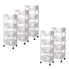 Kuber Industries (Set of 5) Slim Storage Organizer Rack | 4-Layer Rack for Storage | Laundry Organizers and Storage Racks | Side Rack for Kitchen | White