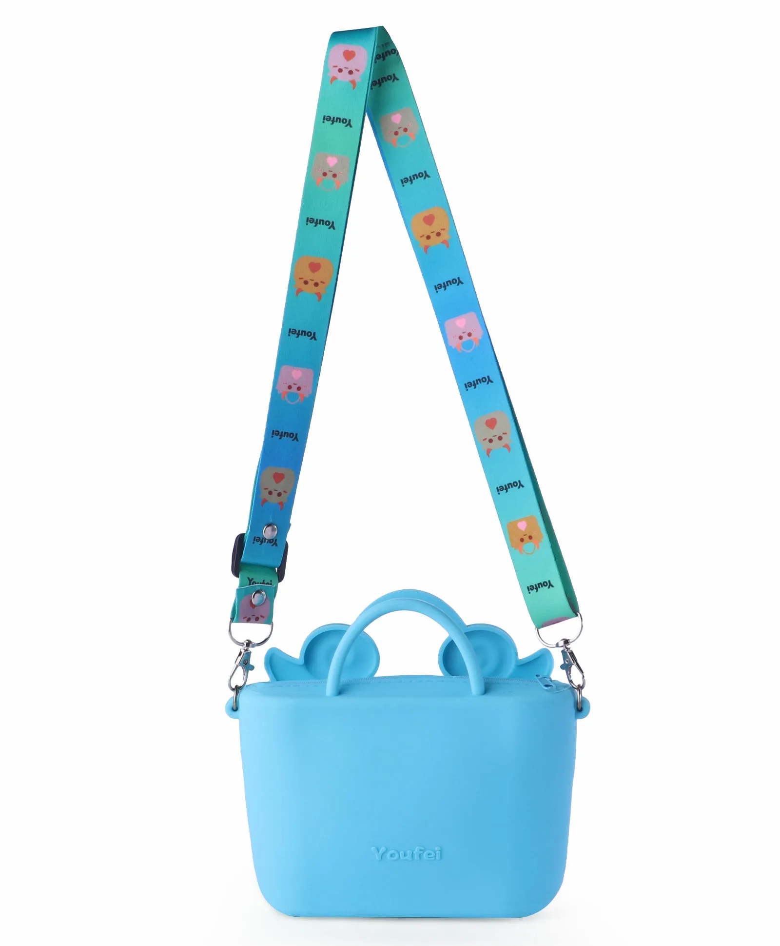 LITTLE HEART BUCKET SILICON SLING BAG - BLUE