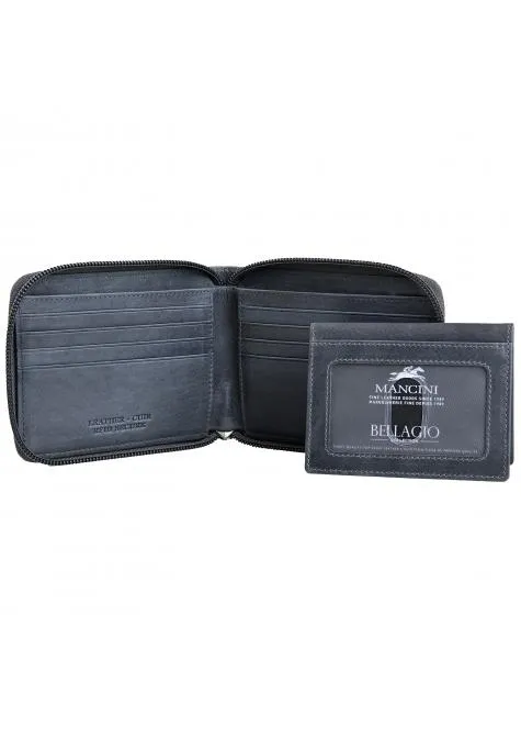 Mancini BELLAGIO Zippered RFID Billfold With Removable Passcase