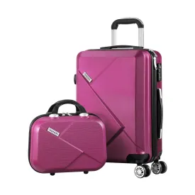 Mazam 2PCS Luggage Suitcase Trolley Set Travel TSA Lock Storage Hard Case Plum