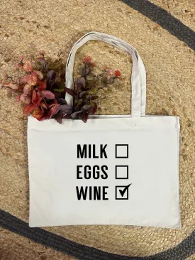 'Milk, Eggs, Wine' Luxe Shopping Tote Bag