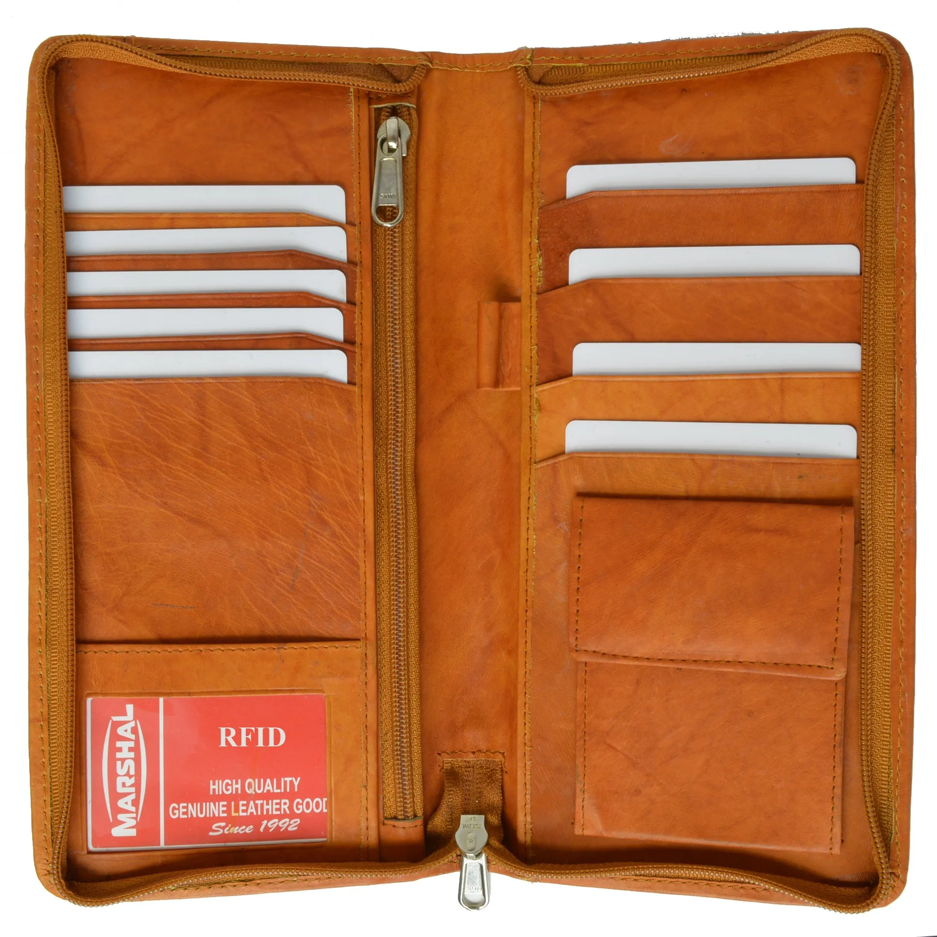 RFID Blocking Travel Wallet & Family Passport Holder Genuine Leather Document Holder & Organizer Protects Your Passports