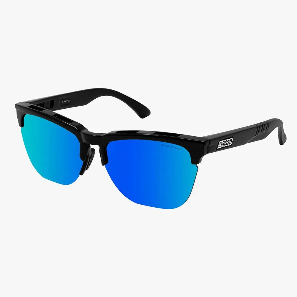 SCICON GRAVEL BLACK GLOSS Sunglasses - MULTIMIRROR BLUE LENSES