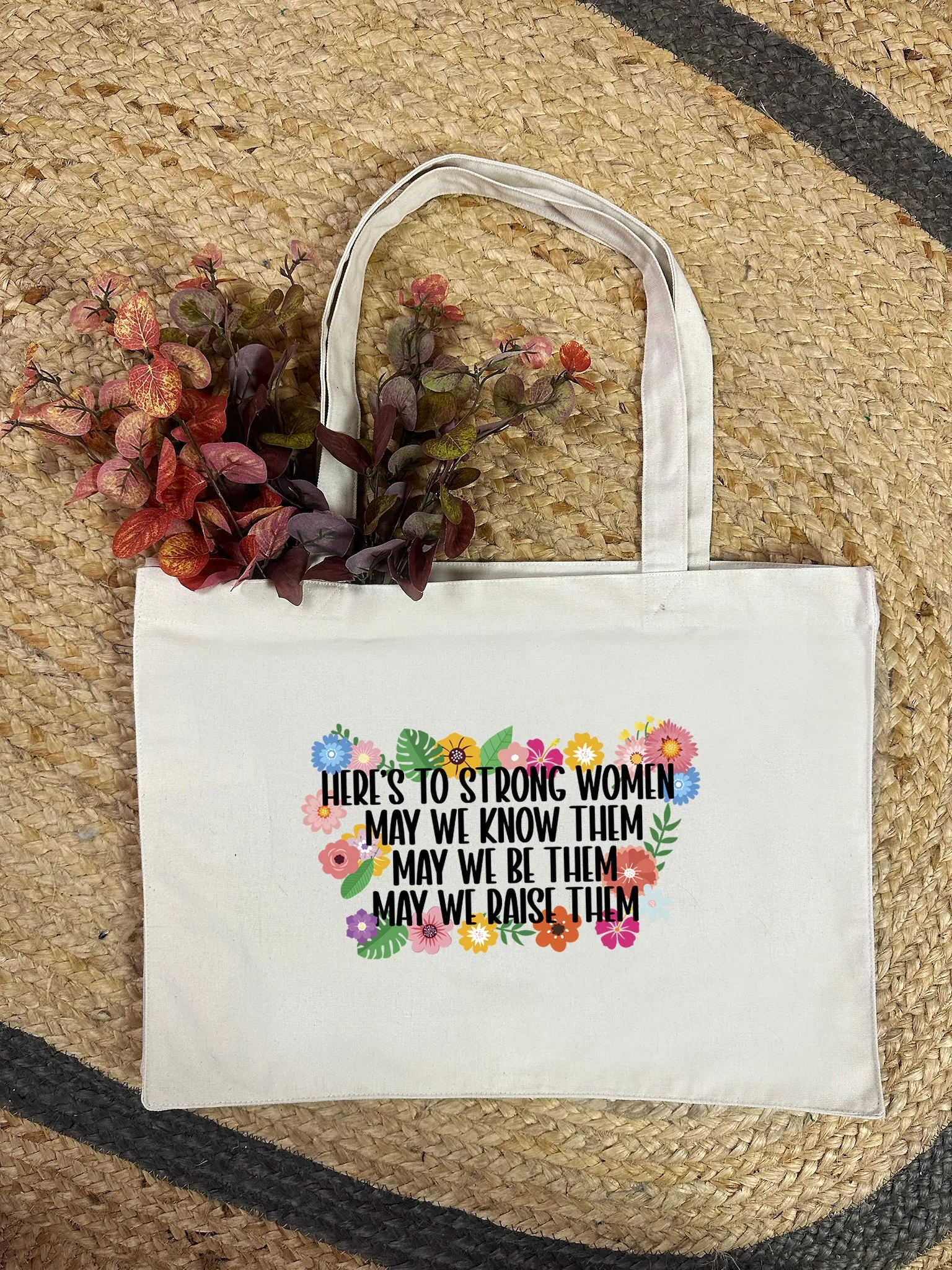 'Strong Women' Floral Luxe Shopping Tote Bag