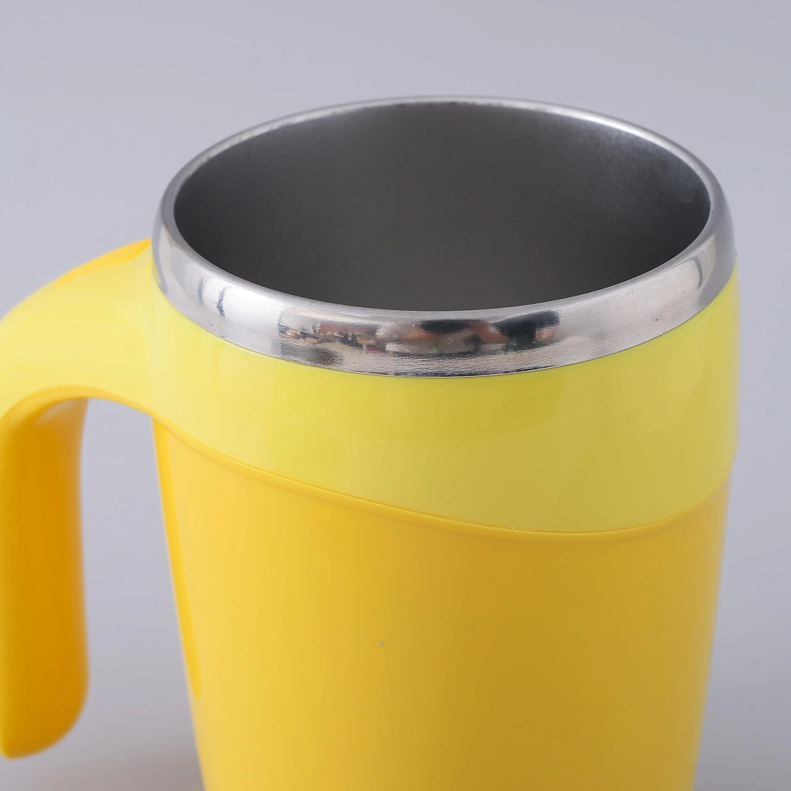 The Better Home Anti-Fall Coffee Travel Mug with Suction Bottom | 500ml | Stainless Steel | Leakproof | Coffee Mug with Lid and Handle | Perfect for Travel, Home and Office (Yellow)