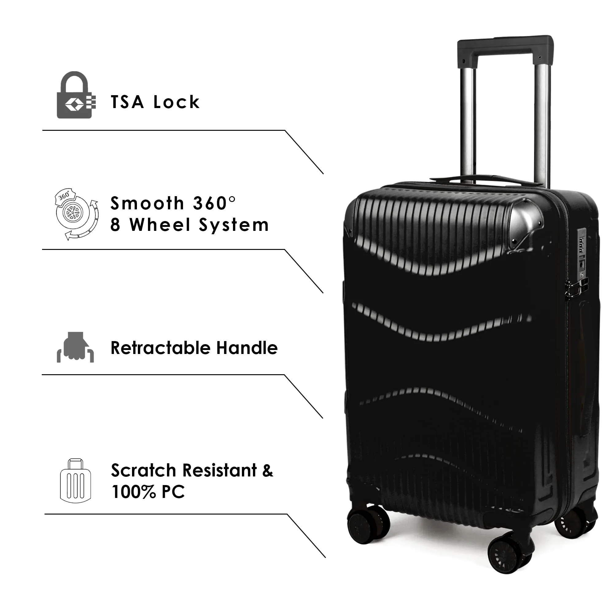 THE CLOWNFISH Ballard Series Luggage ABS & Polycarbonate Exterior Suitcase Eight Wheel Trolley Bag with TSA Lock- Green (Medium size, 65 cm-26 inch)