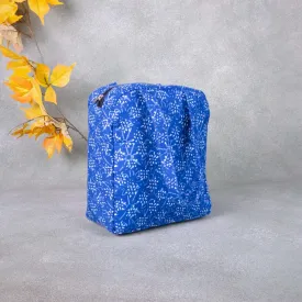 Water Proof Cotton Lunch Bag Blue Color With White Dots