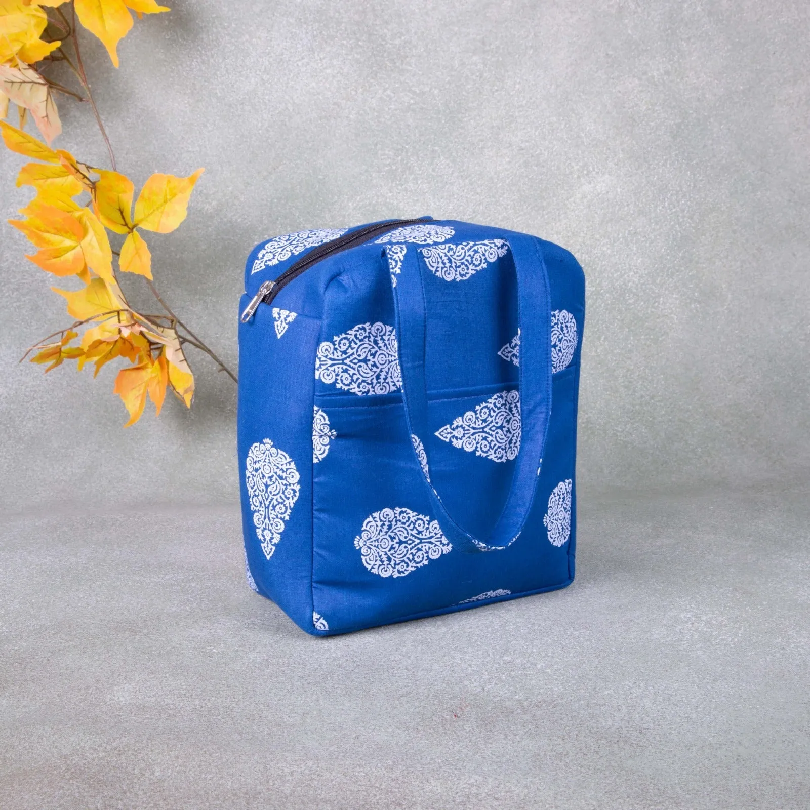 Water Proof Cotton Lunch Blue Color with White Prints