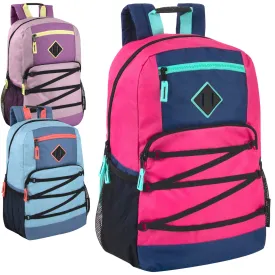 Wholesale Double Zippered Bungee Backpacks With Laptop Section - Girls